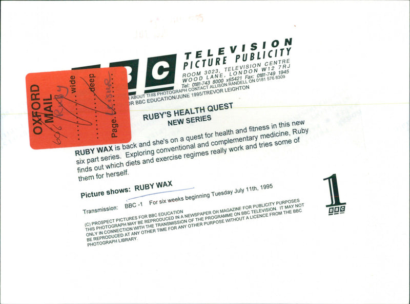 Ruby Wax - Vintage Photograph