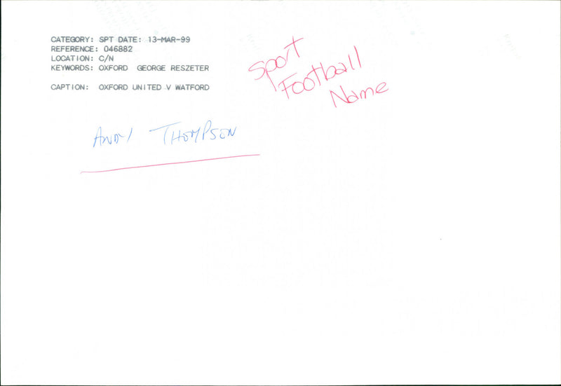 Andy Thompson - Vintage Photograph