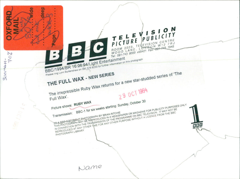 Ruby Wax - Vintage Photograph