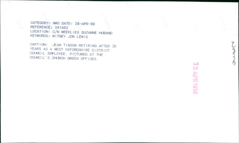 Jean Tinson - Vintage Photograph