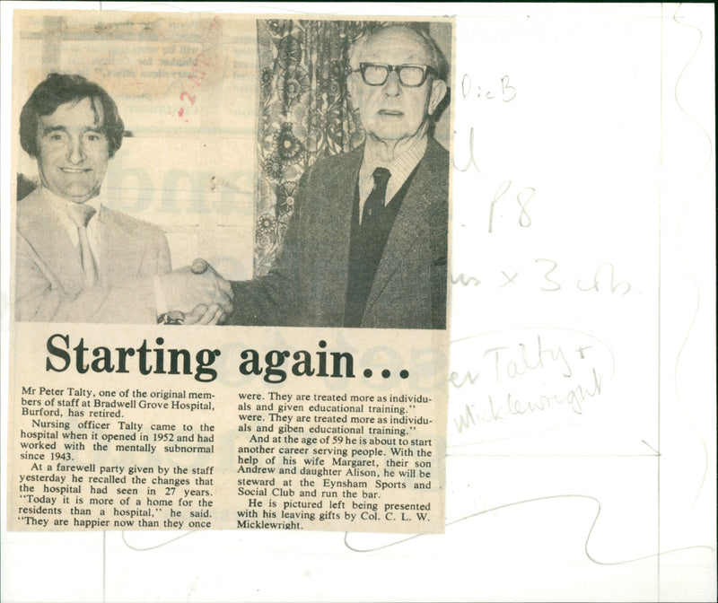 Peter Talty and Col. C.L.W. Micklewright - Vintage Photograph