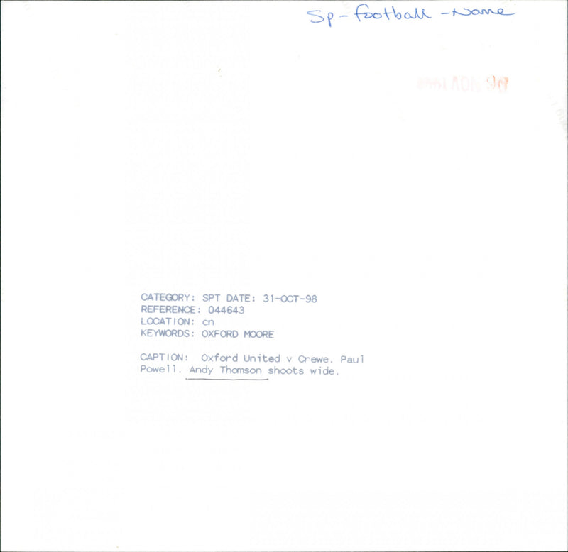 Andy Thompson - Vintage Photograph