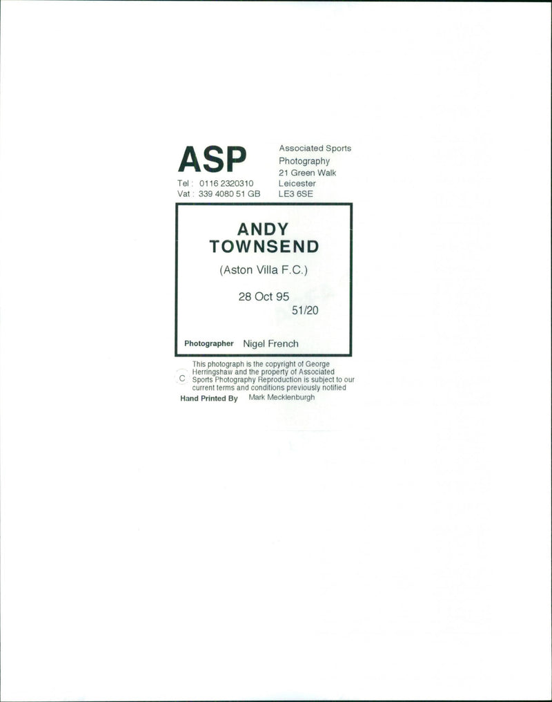 Andy Townsend - Vintage Photograph