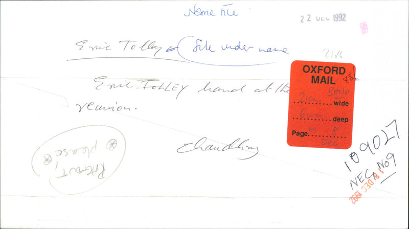 Eric Tolley - Vintage Photograph