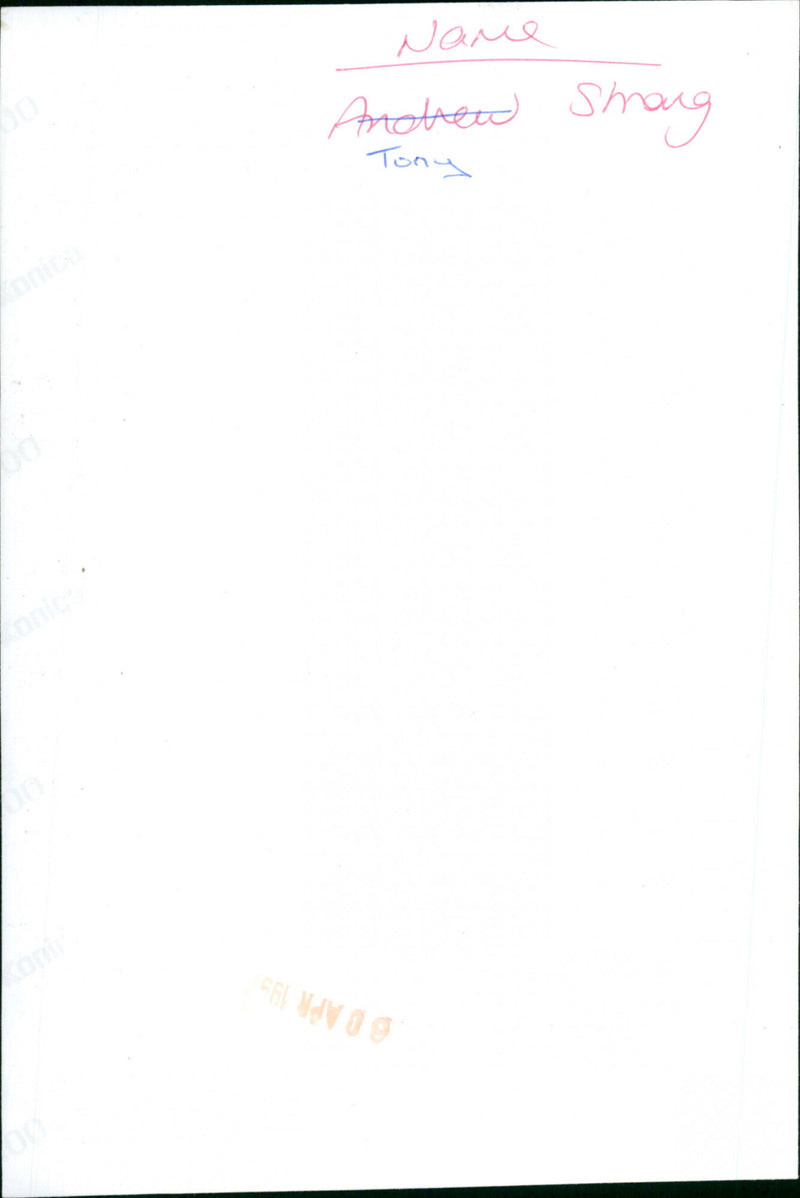 Tony Strong - Vintage Photograph