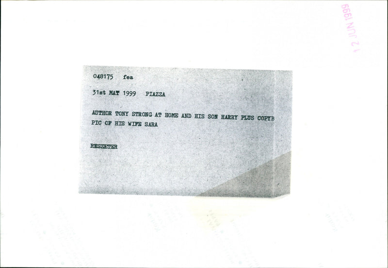 Tony Strong - Vintage Photograph