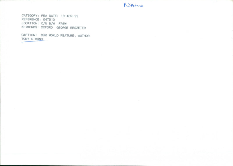 Tony Strong - Vintage Photograph