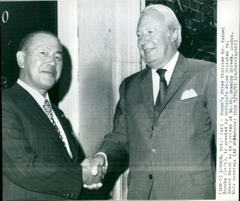 Kakuei Tanaka & Edward Heath - Vintage Photograph