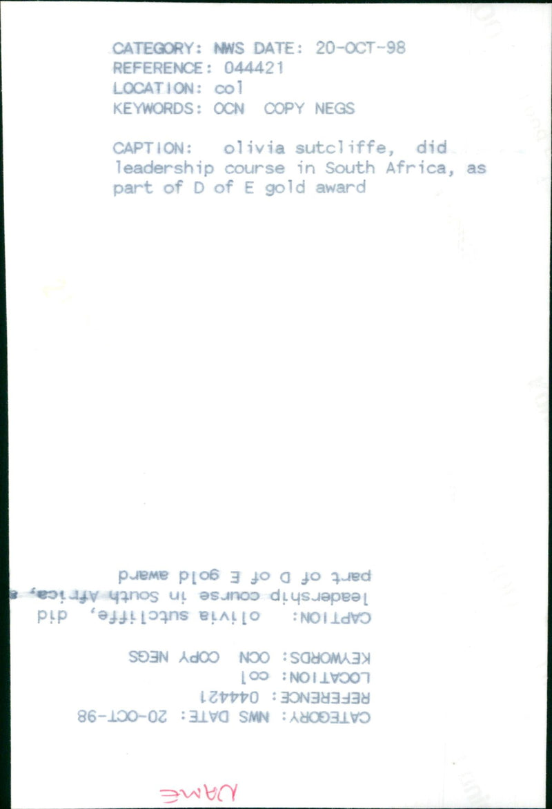 Olivia Sutcliffe - Vintage Photograph