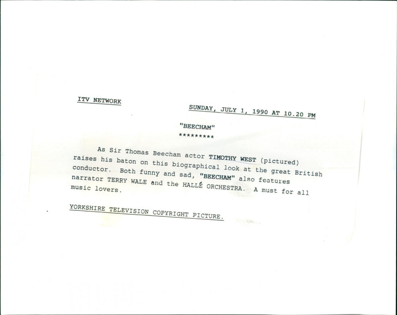 Timothy West - Vintage Photograph