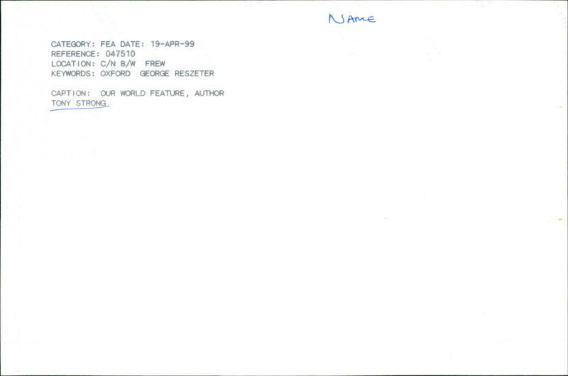 Tone Strong - Vintage Photograph