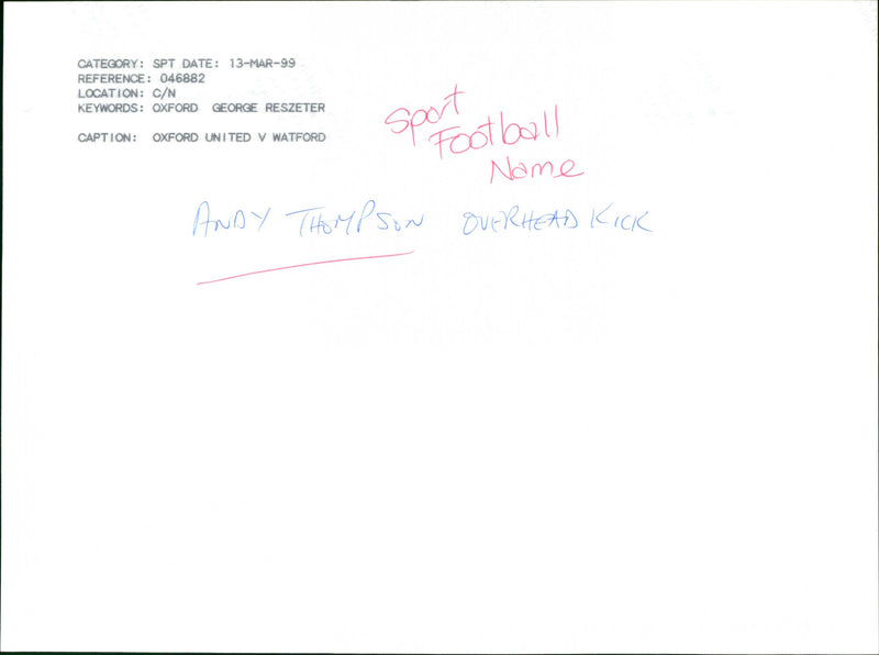 Andy Thompson - Vintage Photograph