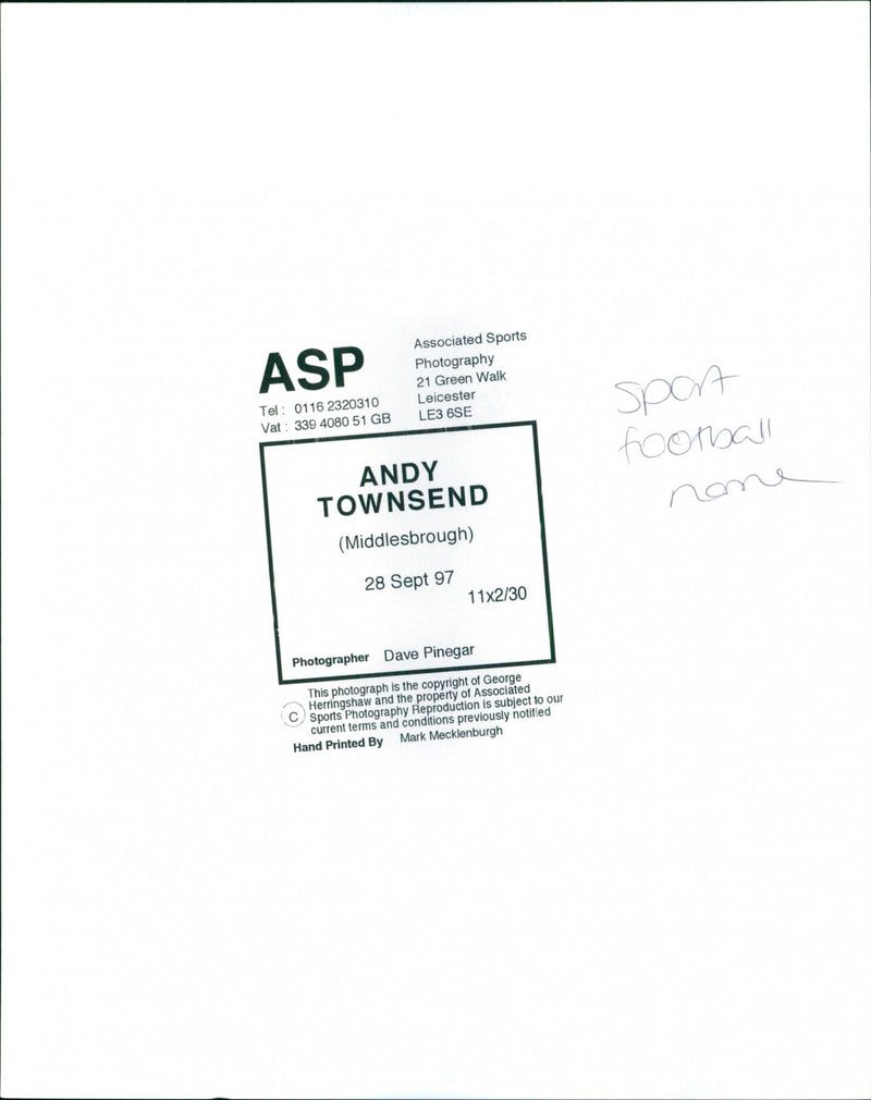 Andy Townsend - Vintage Photograph