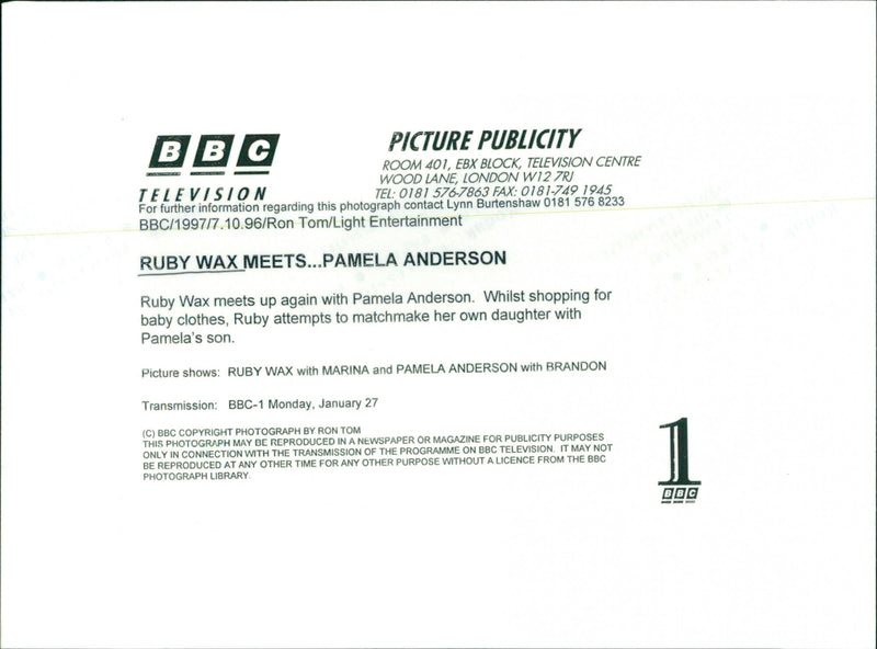 Ruby Wax - Vintage Photograph