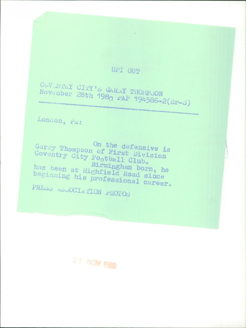 Garry Thompson - Vintage Photograph