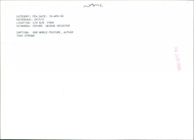 Tony Strong - Vintage Photograph