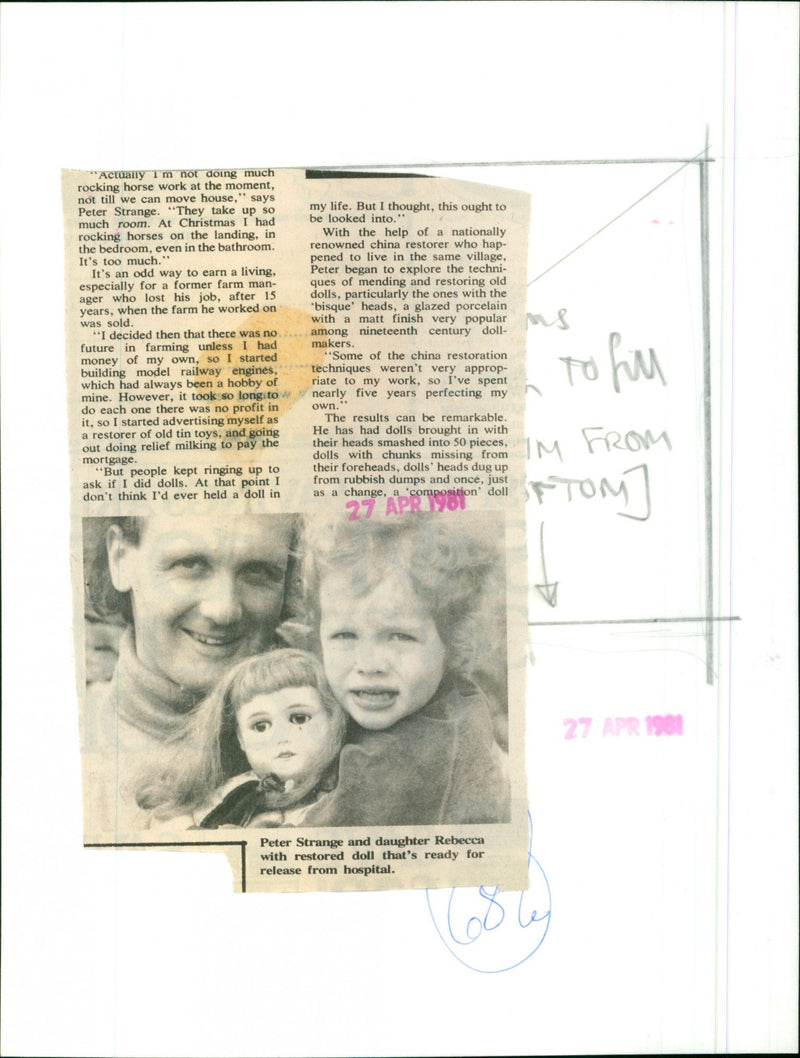 Peter Strange and daughter Rebecca - Vintage Photograph