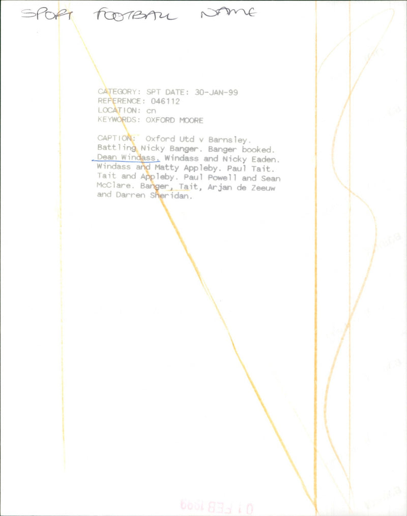 Dean Windass - Vintage Photograph