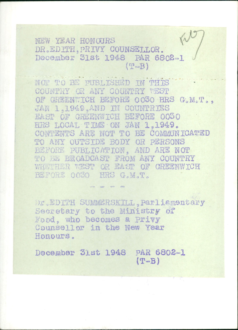 Dr. Edith Summerskill - Vintage Photograph