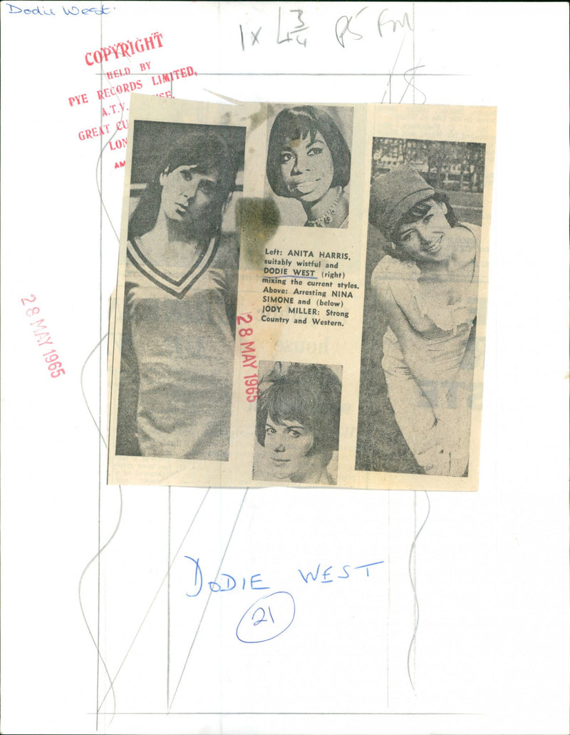 Dodie West, Anita Harris, Nina Simone, Jody Miller - Vintage Photograph