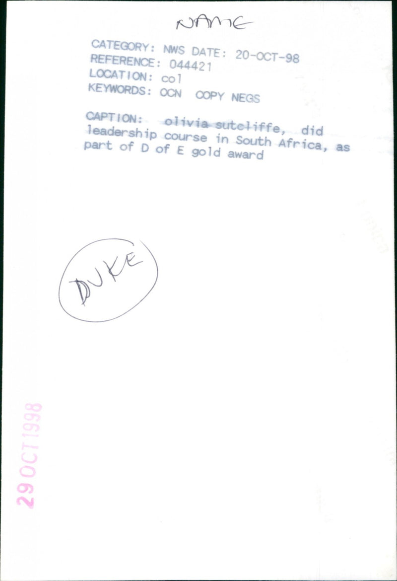 Olivia Sutcliffe - Vintage Photograph