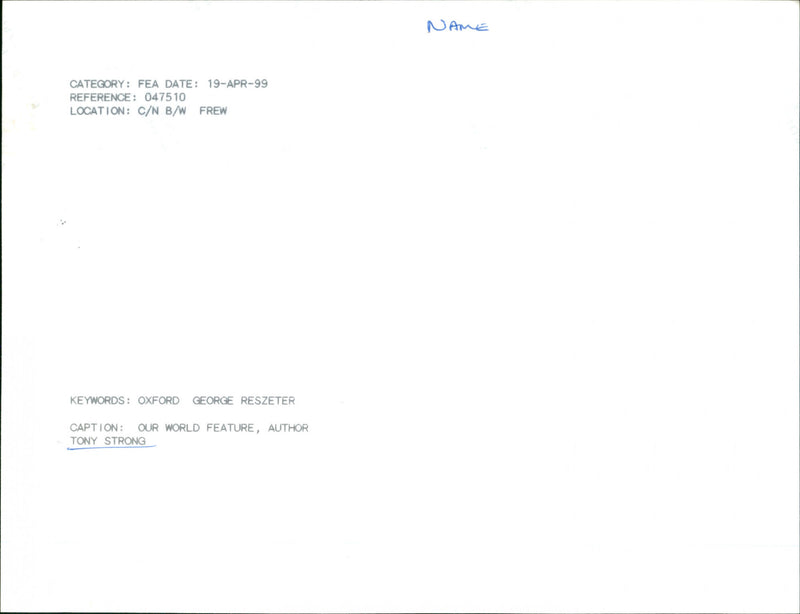 Tony Strong - Vintage Photograph