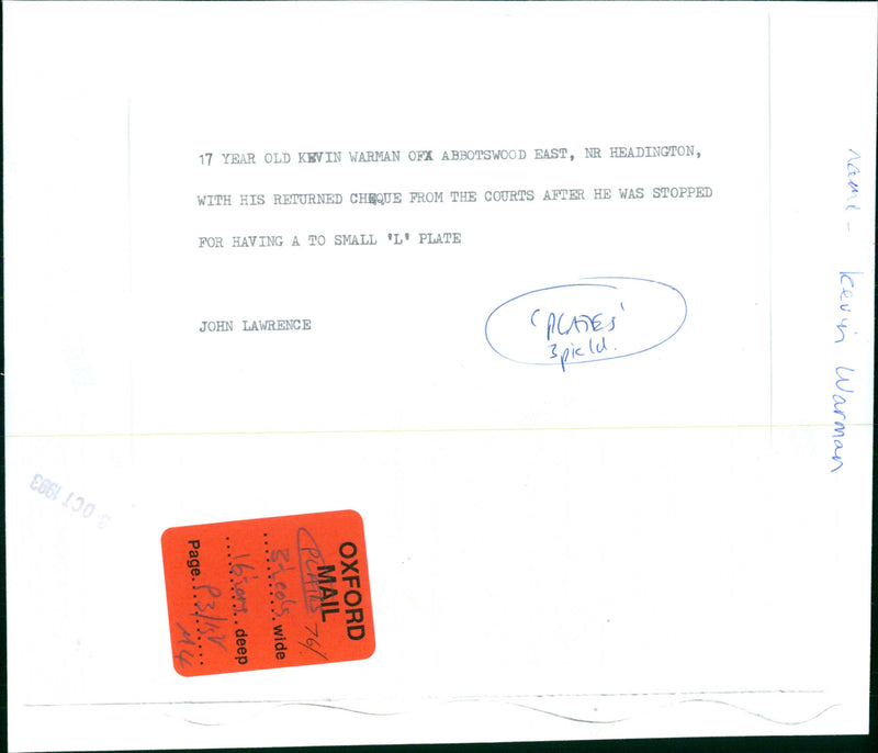 Kevin Warman - Vintage Photograph