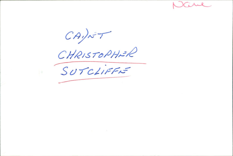 Christopher Sutcliffe - Vintage Photograph