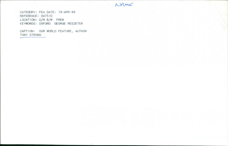 Tony Strong - Vintage Photograph