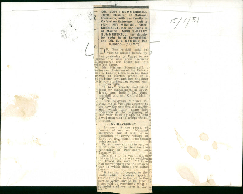 Dr. Edith Summerskill - Vintage Photograph