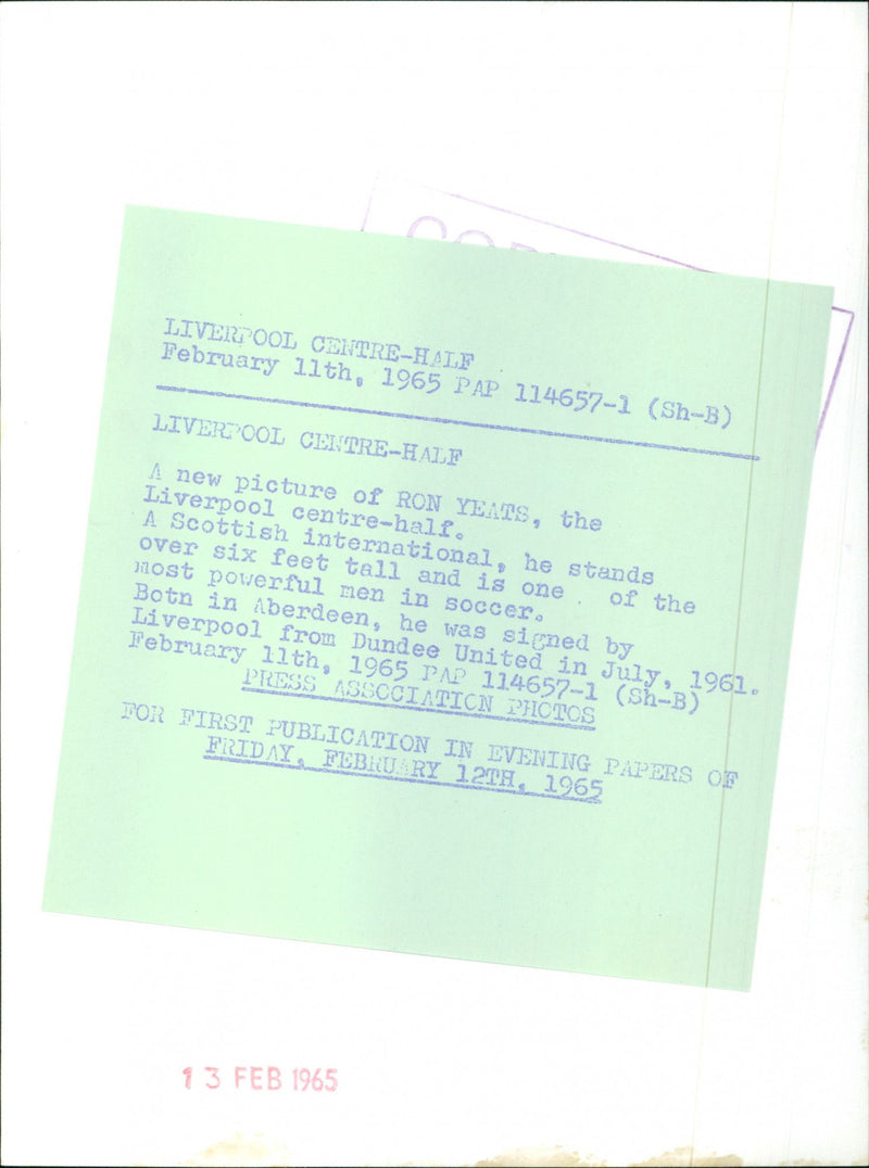 Ron Yeats - Vintage Photograph