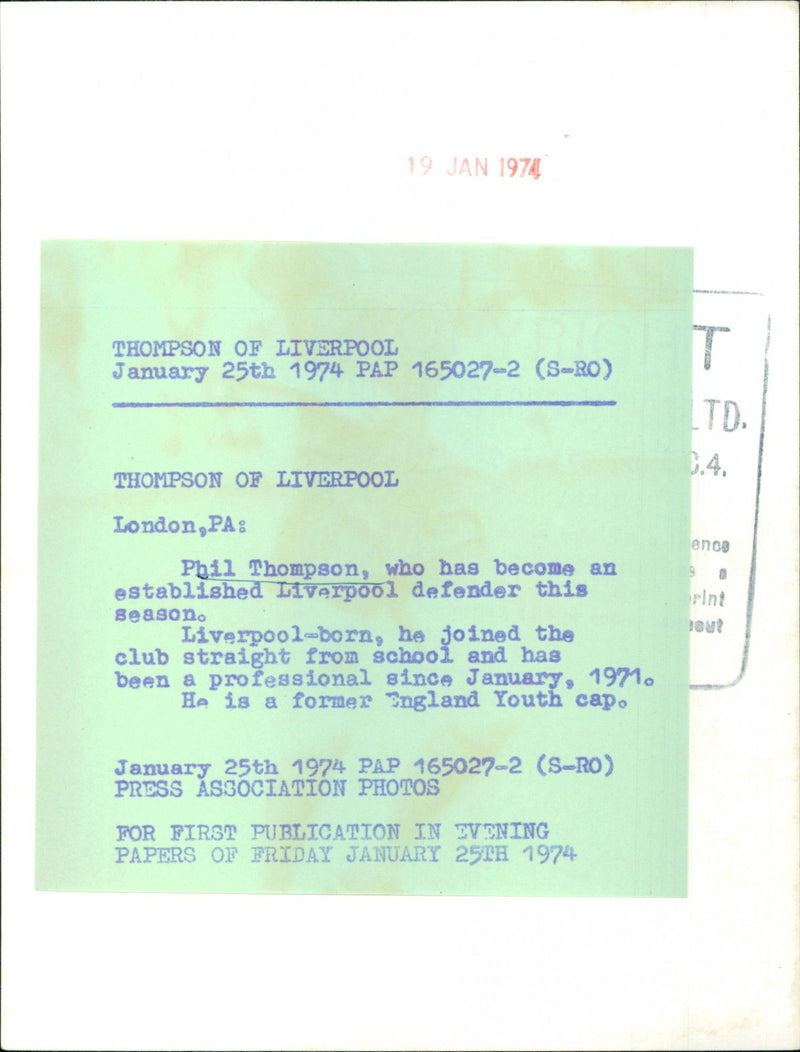 Phil Thompson - Vintage Photograph