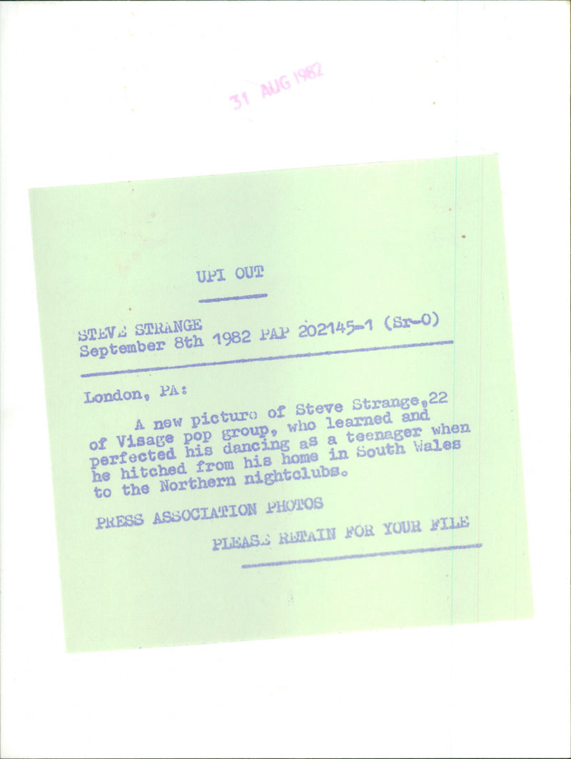 Steve Strange - Vintage Photograph