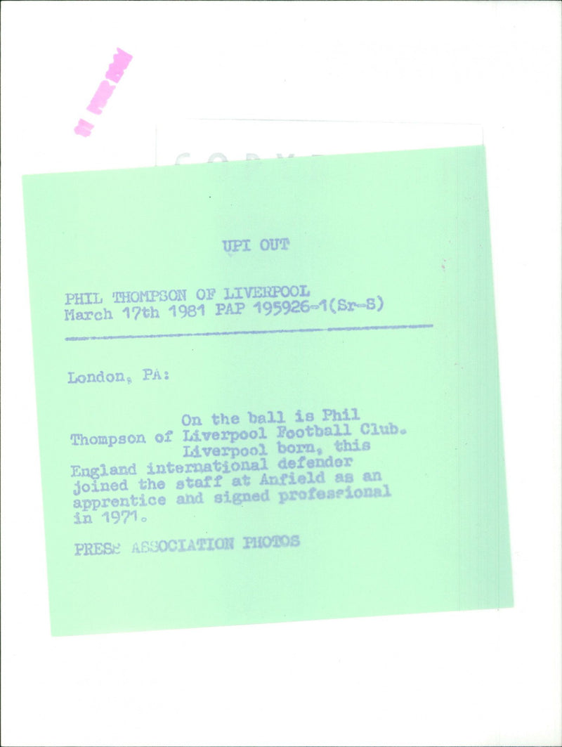 Phil Thompson - Vintage Photograph