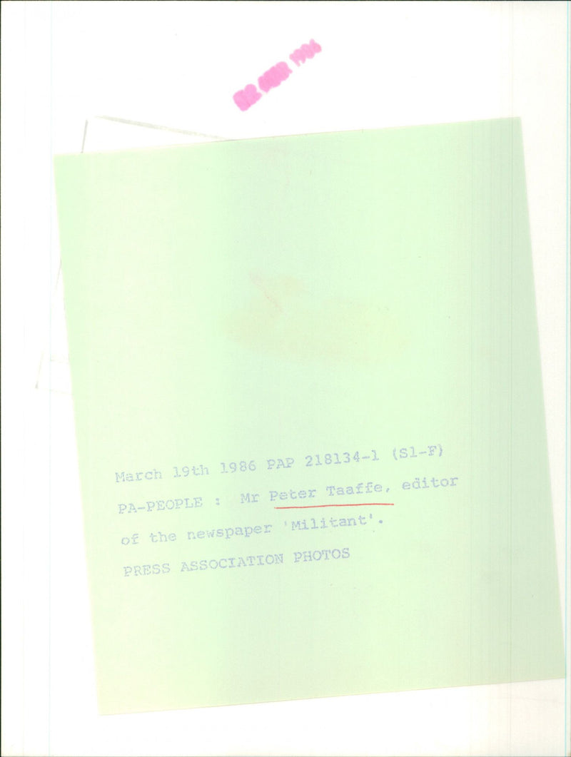 Peter Taaffe - Vintage Photograph