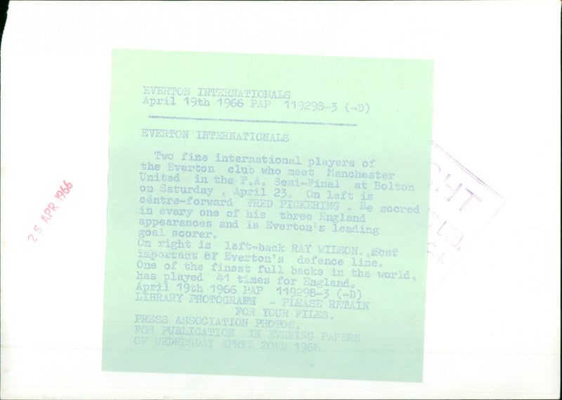 Fred Pickering, Ray Wilson - Vintage Photograph