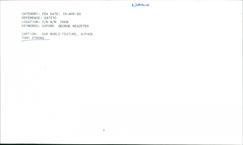 Tony Strong - Vintage Photograph