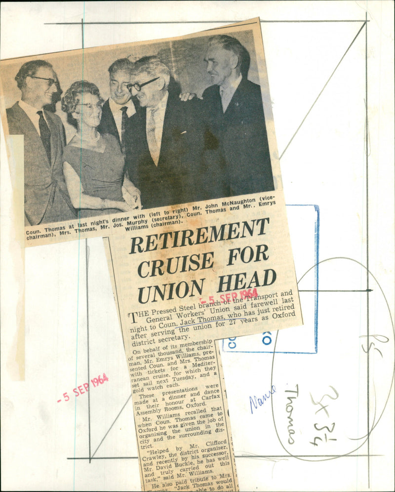 John McNaughton, Mrs. Thomas, Jos Murphy, Jack Thomas & Emrys Williams - Vintage Photograph