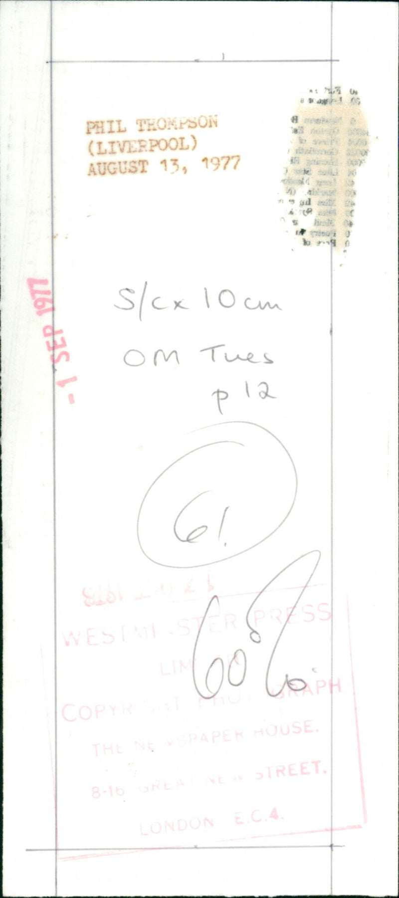 Phil Thompson - Vintage Photograph