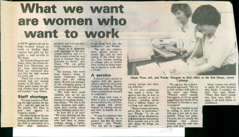 Diana West, Wendy Margetts - Vintage Photograph