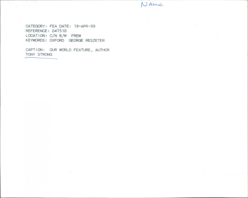 Tony Strong - Vintage Photograph