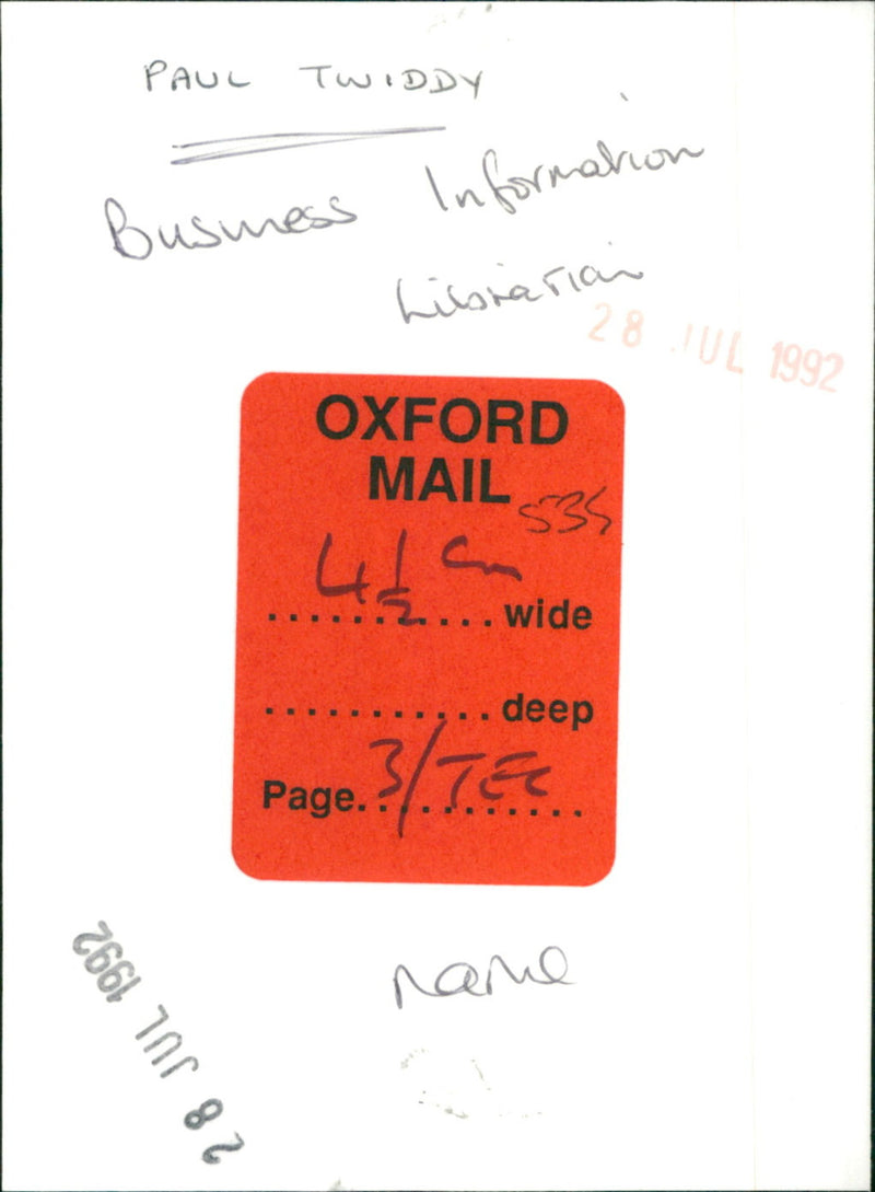 Paul Twiddy - Vintage Photograph