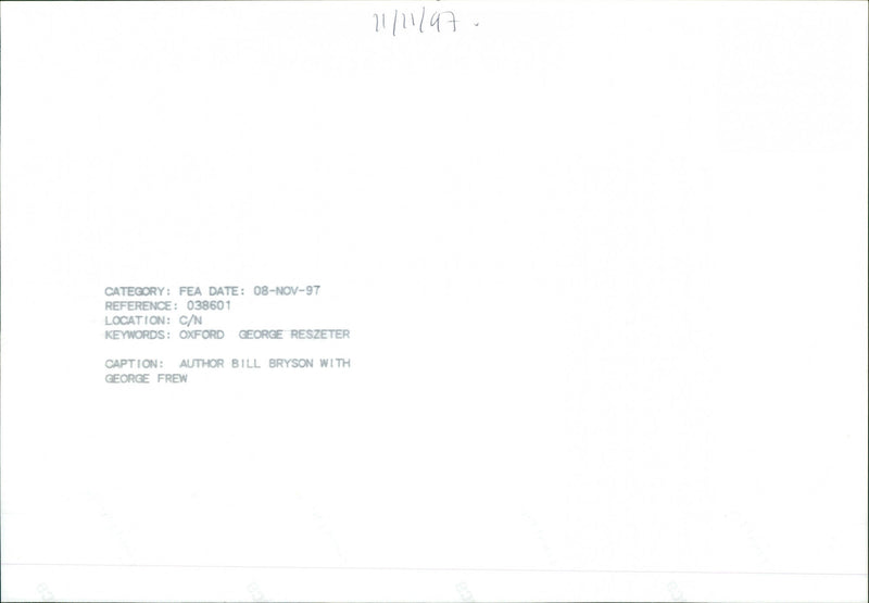 Bill Bryson - Vintage Photograph