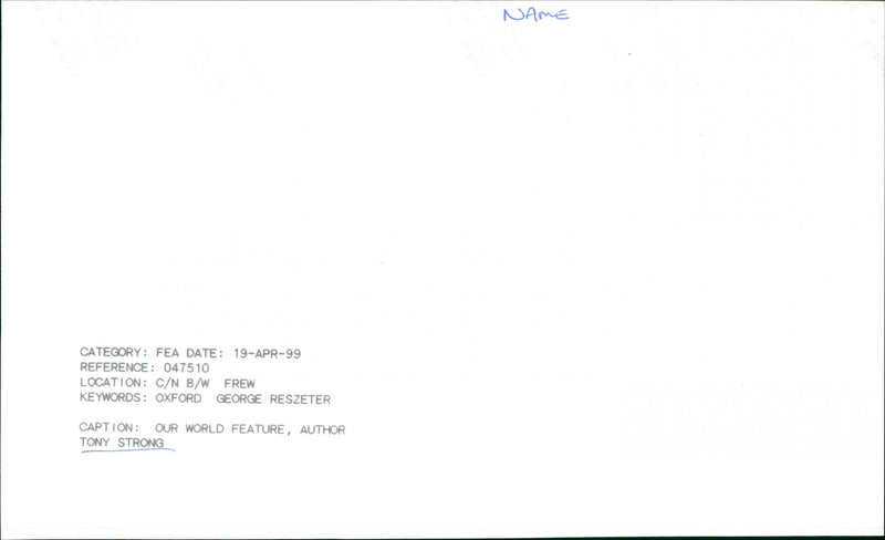 Tony Strong - Vintage Photograph