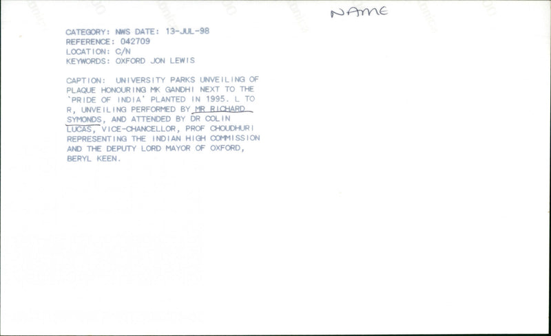 Richard Symonds - Vintage Photograph