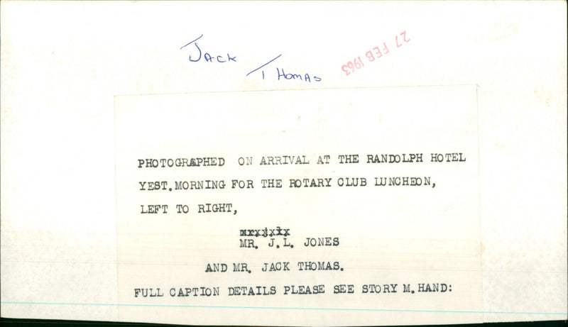 Jack Thomas - Vintage Photograph