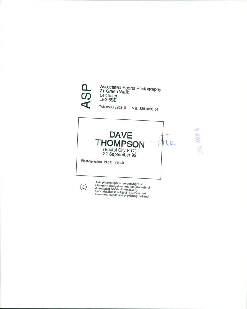 Thompson Dave - Vintage Photograph