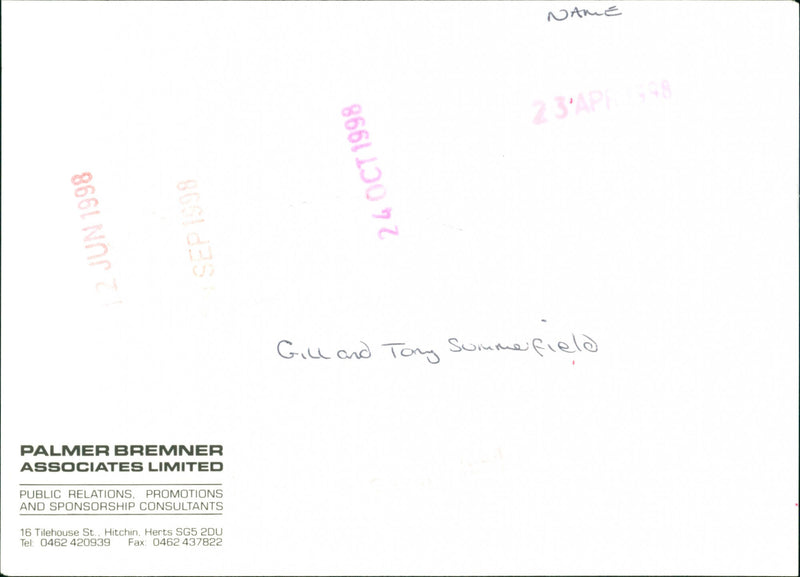 Gill and Tony Sommerfield - Vintage Photograph