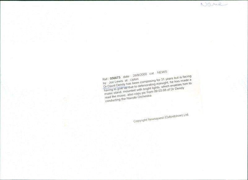 David Dendy - Vintage Photograph