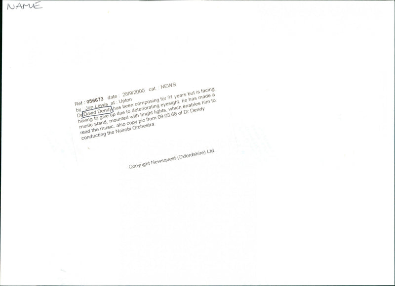 David Dendy - Vintage Photograph